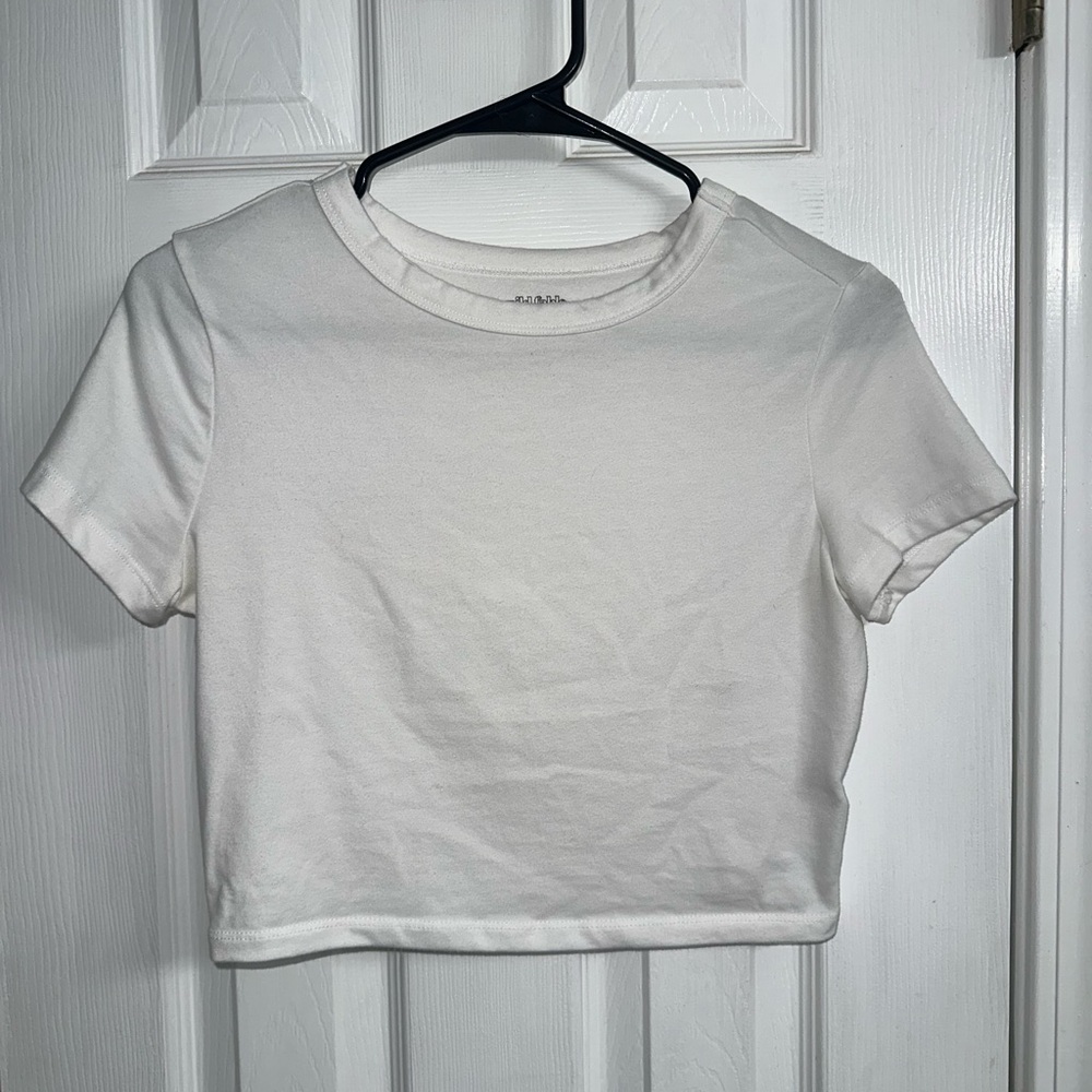Wild Fable White Short Sleeve Crop Top